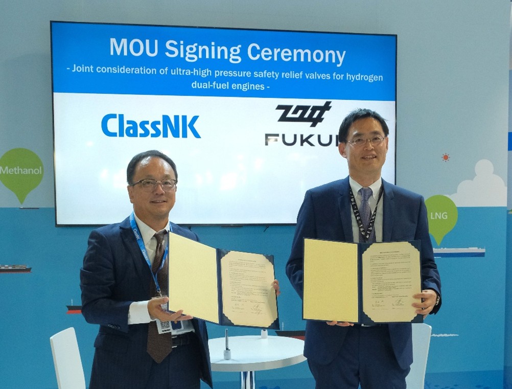 Fukui and ClassNK sign MoU on safety relief valves for hydrogen dual fuel engines