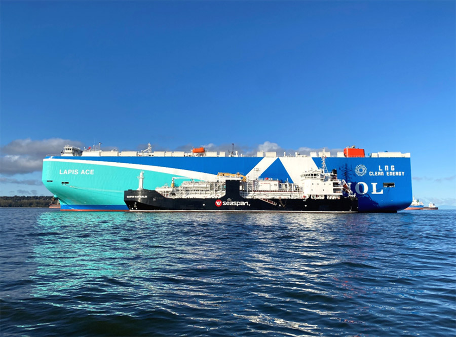 MOL and Seaspan ink annual contract for LNG bunkering of car carriers in Vancouver